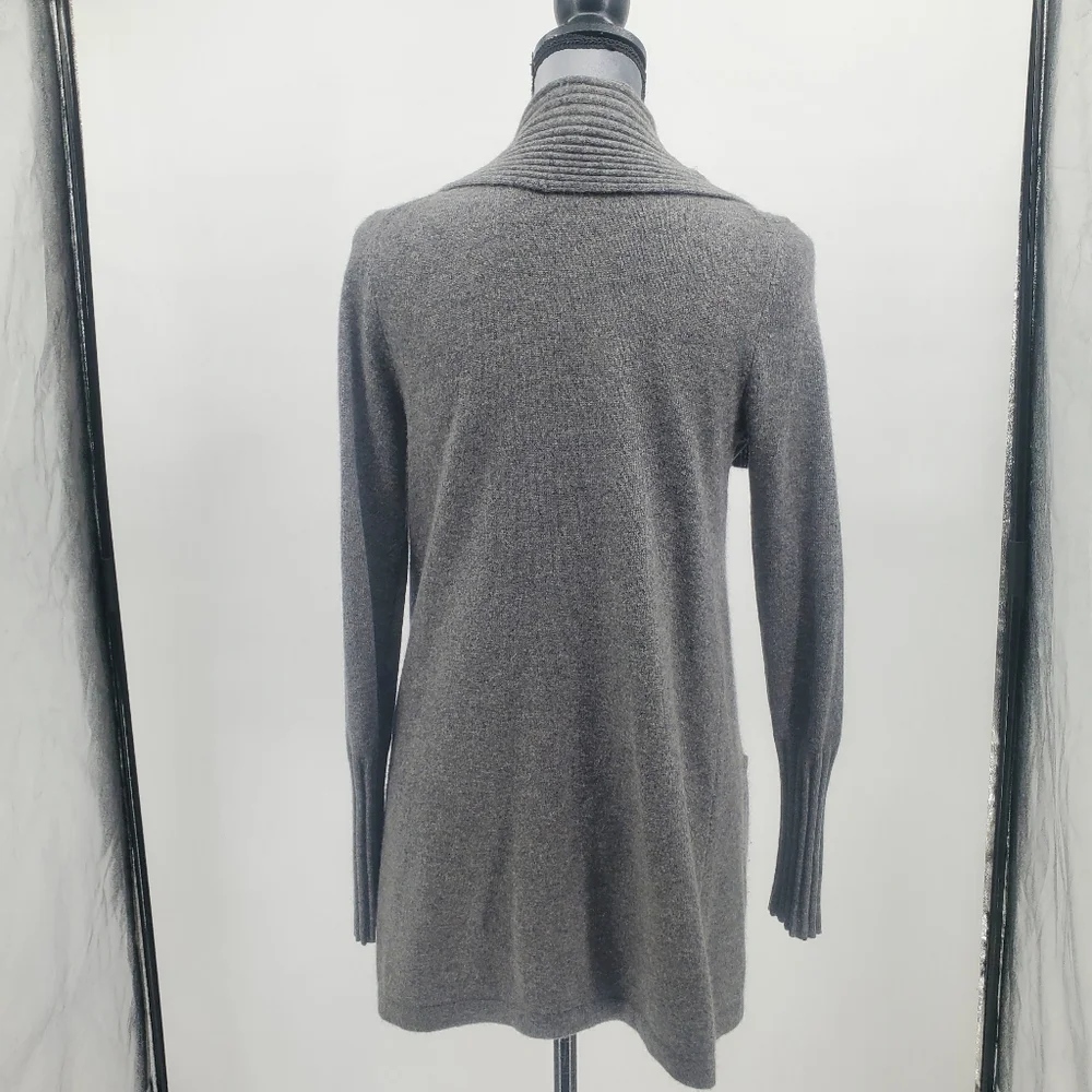♡ Scoop NYC Cashmere Gray Cardigan with Ribbed Shawl Collar Size Small - Picture 8 of 9